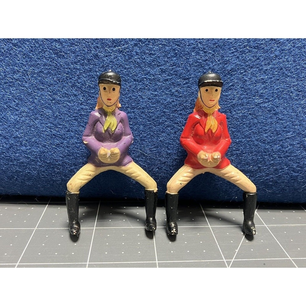 Lot Of Horse Riders Jockey Women Girl Red Purple Mini Figures 2 Cake Topper